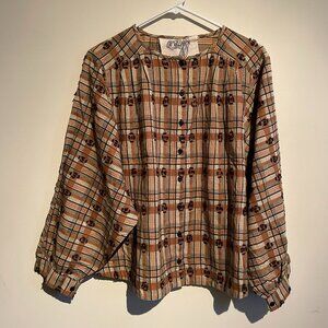 Ace & Jig Plaid Blouse in Brown and Tan